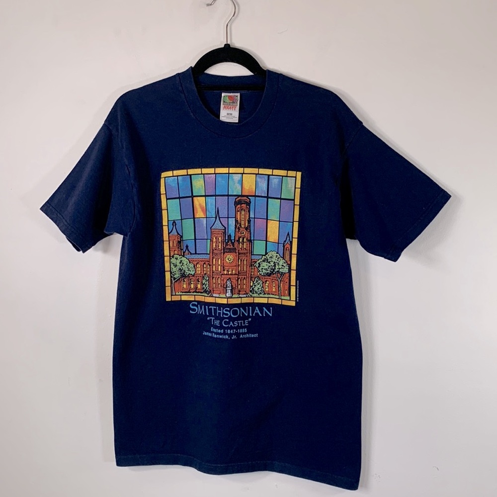 Smithsonian The Castle Building Graphics Vintage 90s Women’s Size L Blue Tee